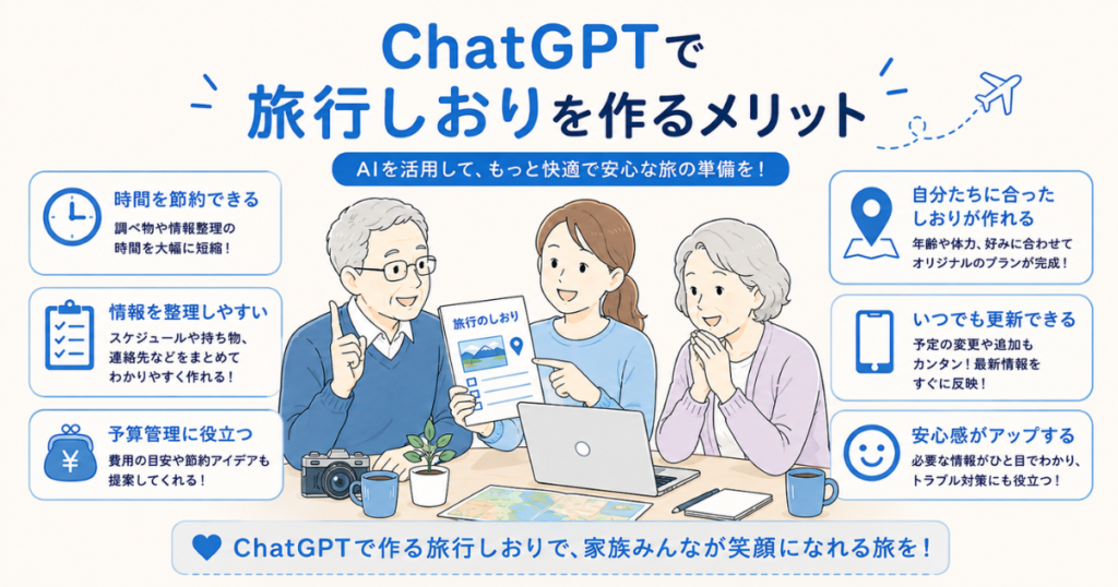 ChatGPTで旅行しおりを作る方法|家族みんなで共有できるテンプレート付き
