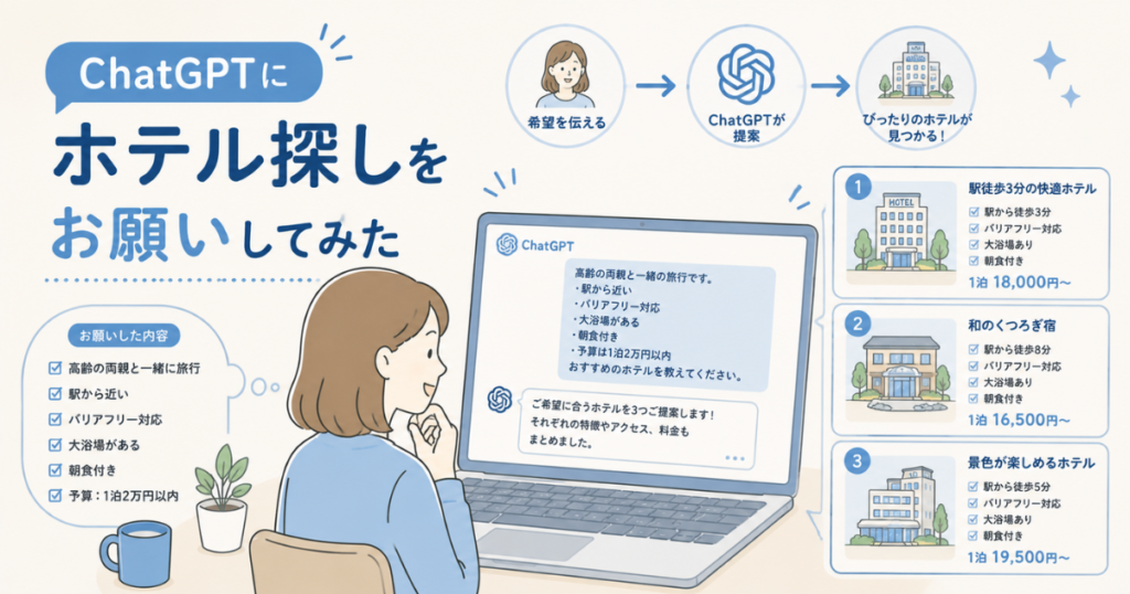 AIにホテル選びを手伝ってもらった結果|高齢者向けホテル選びのコツ