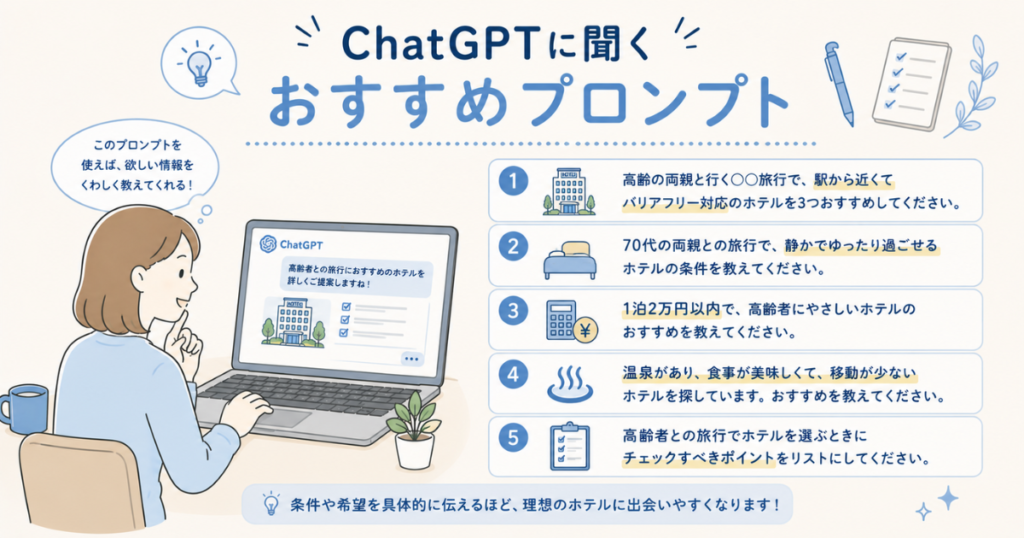 AIにホテル選びを手伝ってもらった結果|高齢者向けホテル選びのコツ