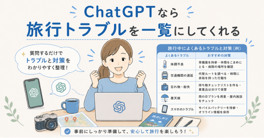 ChatGPTで旅行中のトラブル対策をまとめる方法|もしもの時も慌てない安心旅行術