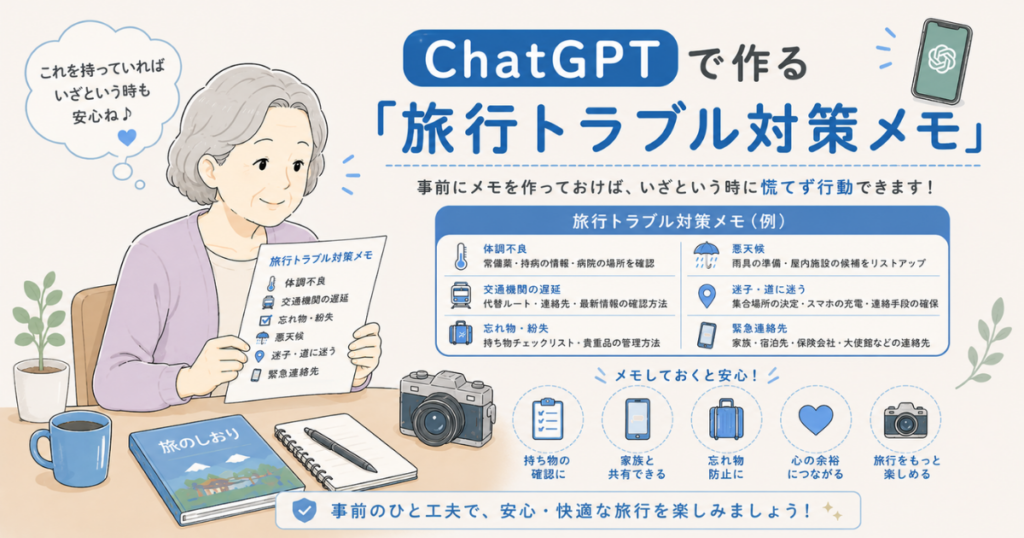 ChatGPTで旅行中のトラブル対策をまとめる方法|もしもの時も慌てない安心旅行術