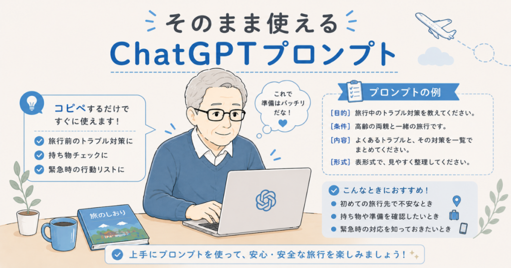 ChatGPTで旅行中のトラブル対策をまとめる方法|もしもの時も慌てない安心旅行術